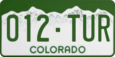 CO license plate 012TUR