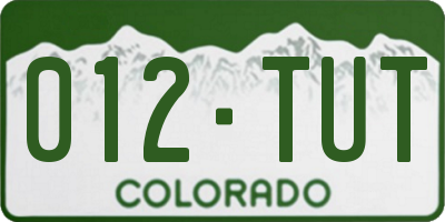 CO license plate 012TUT