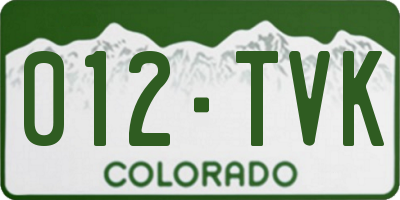 CO license plate 012TVK
