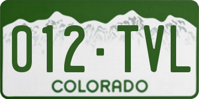 CO license plate 012TVL