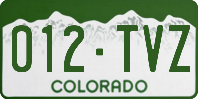 CO license plate 012TVZ