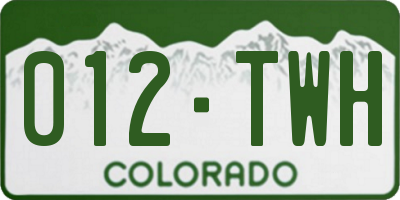 CO license plate 012TWH