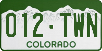 CO license plate 012TWN