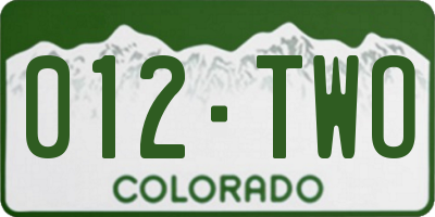 CO license plate 012TWO