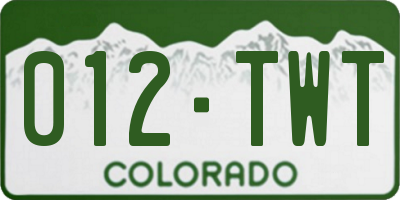 CO license plate 012TWT