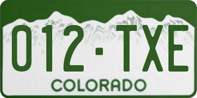 CO license plate 012TXE