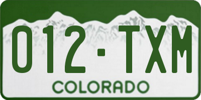 CO license plate 012TXM