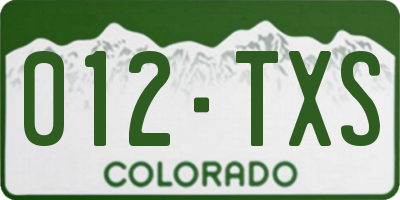 CO license plate 012TXS