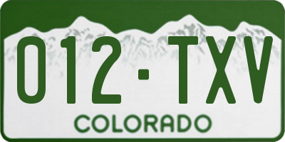CO license plate 012TXV