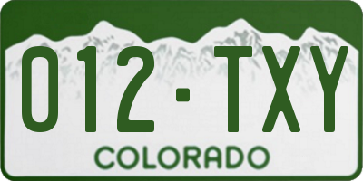 CO license plate 012TXY
