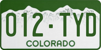 CO license plate 012TYD