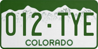 CO license plate 012TYE