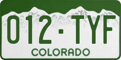 CO license plate 012TYF