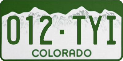 CO license plate 012TYI
