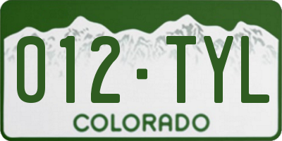 CO license plate 012TYL