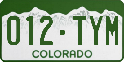 CO license plate 012TYM