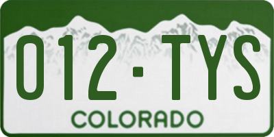 CO license plate 012TYS