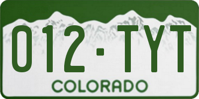 CO license plate 012TYT