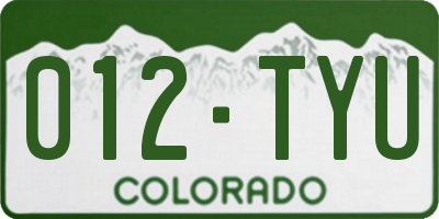 CO license plate 012TYU