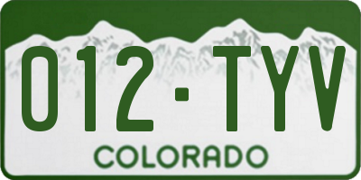 CO license plate 012TYV
