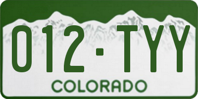 CO license plate 012TYY