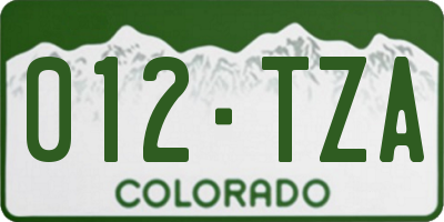 CO license plate 012TZA