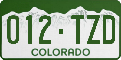 CO license plate 012TZD