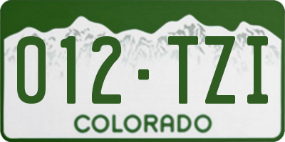 CO license plate 012TZI