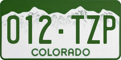 CO license plate 012TZP