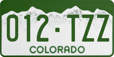 CO license plate 012TZZ