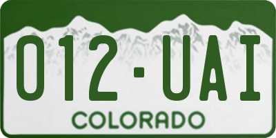 CO license plate 012UAI