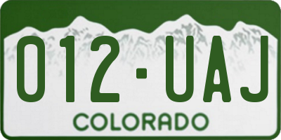 CO license plate 012UAJ