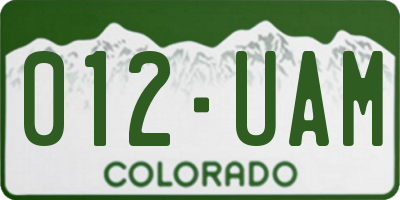 CO license plate 012UAM