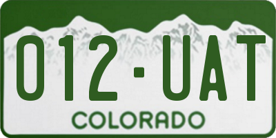 CO license plate 012UAT