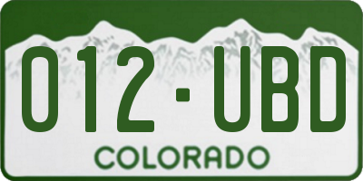 CO license plate 012UBD