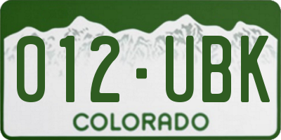 CO license plate 012UBK