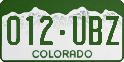 CO license plate 012UBZ