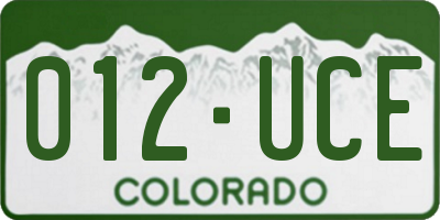 CO license plate 012UCE