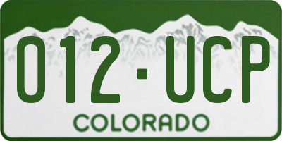 CO license plate 012UCP