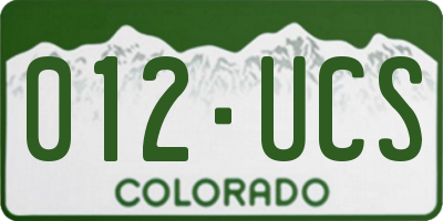 CO license plate 012UCS