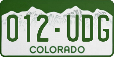 CO license plate 012UDG