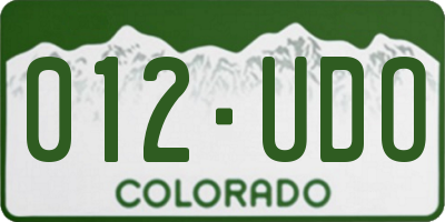 CO license plate 012UDO