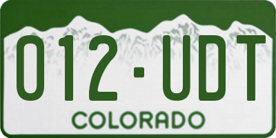 CO license plate 012UDT