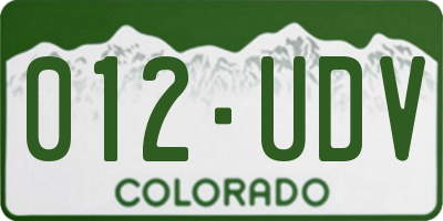 CO license plate 012UDV