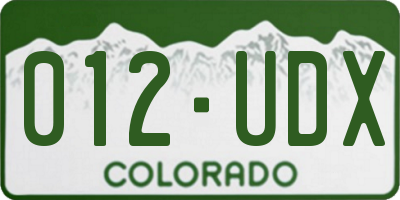 CO license plate 012UDX