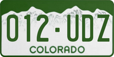 CO license plate 012UDZ