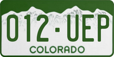 CO license plate 012UEP