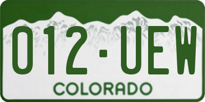 CO license plate 012UEW