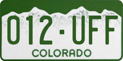 CO license plate 012UFF