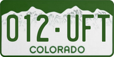 CO license plate 012UFT